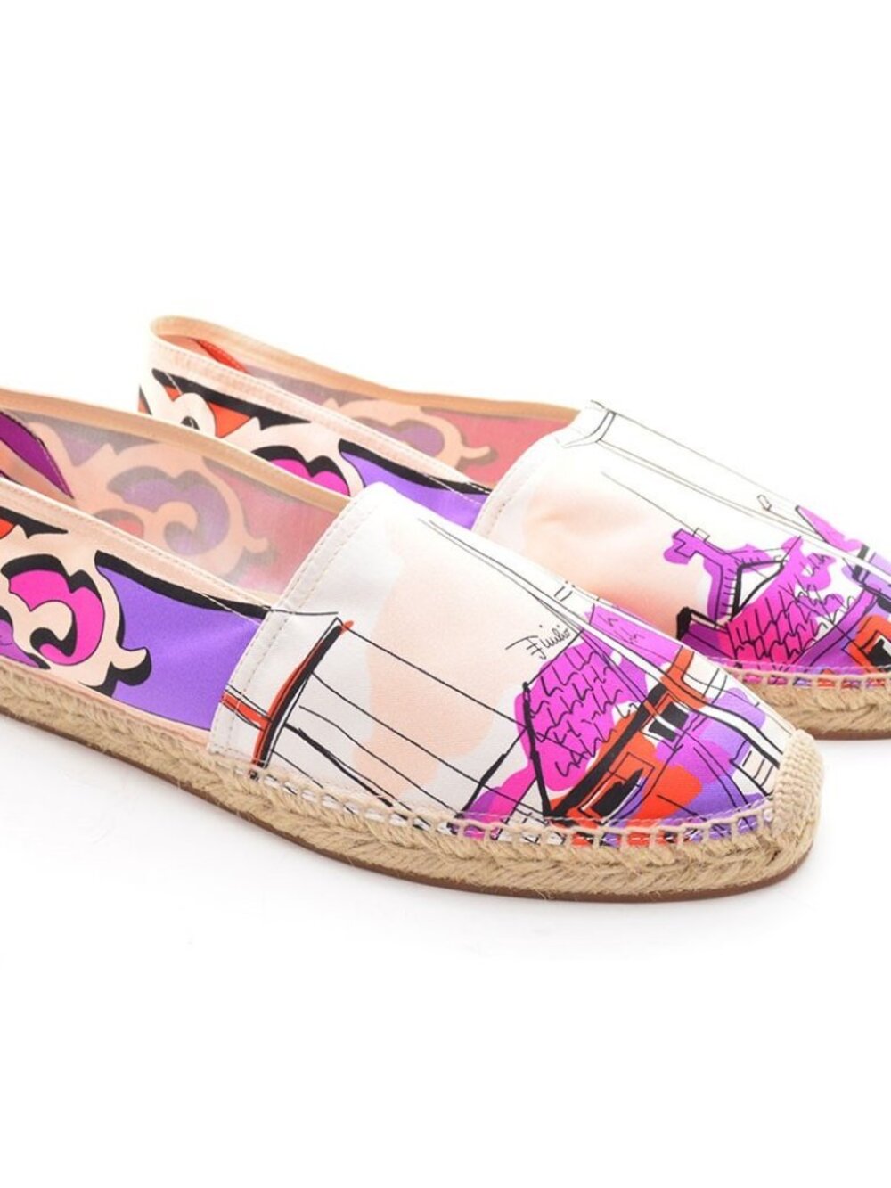 Men Rare Emilio Pucci Silk Espadrille Loafers 44 New